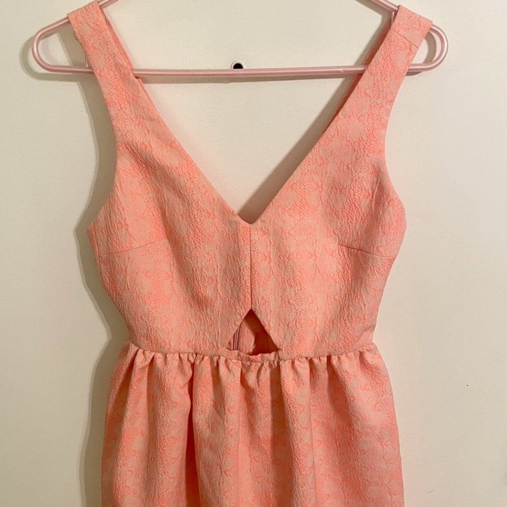 Zara Coral Cutout Fit & Flare Mini Dress